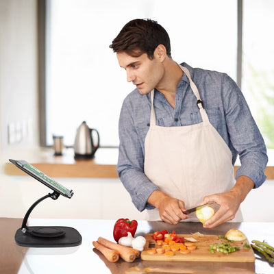 Aluratek Adjustable Ergonomic Laptop Stand 360 Rotating Base lifestyle black