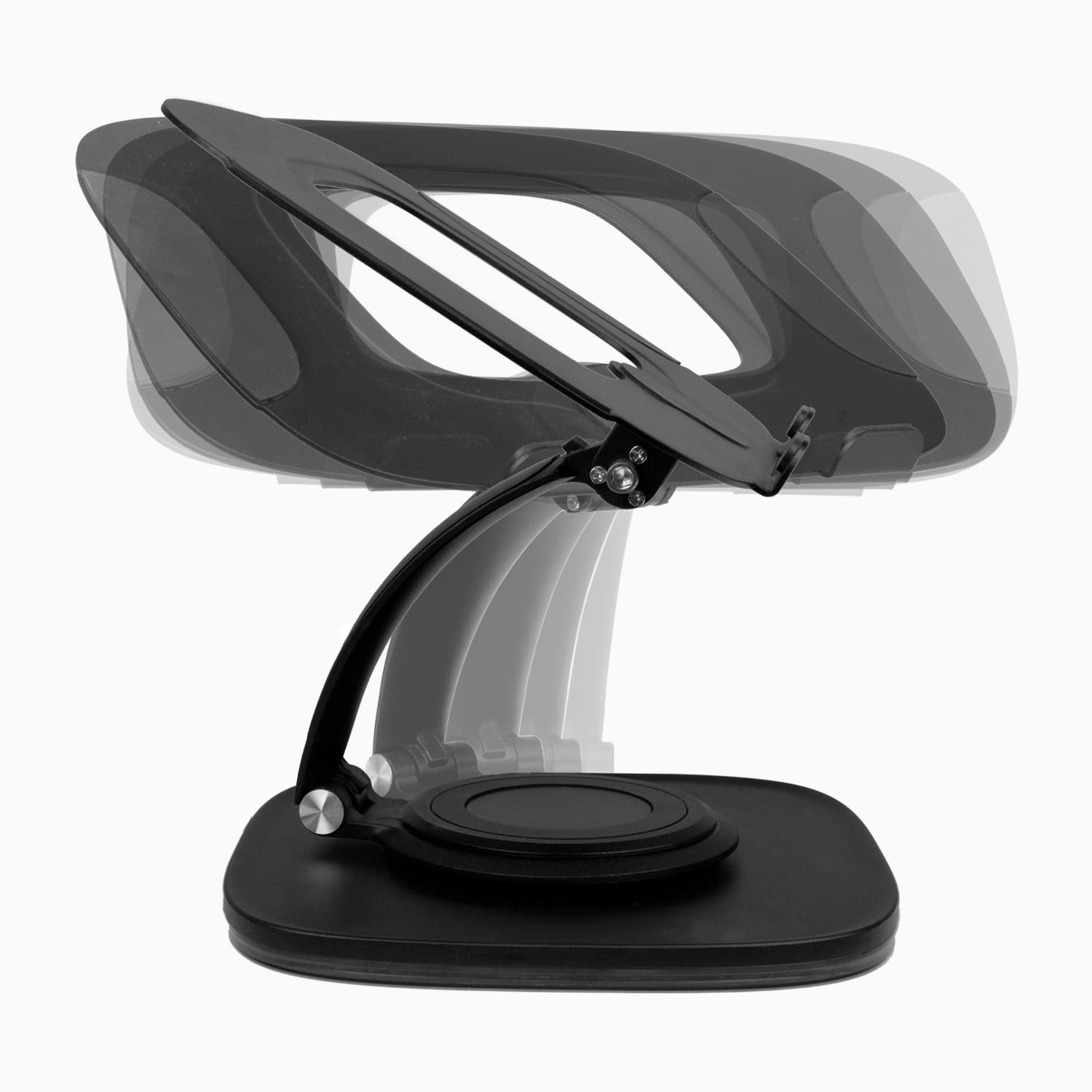 Aluratek Adjustable Ergonomic Laptop Stand 360 Rotating Base movement ghosted