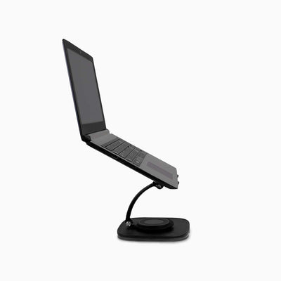 Aluratek Adjustable Ergonomic Laptop Stand 360 Rotating Base side black