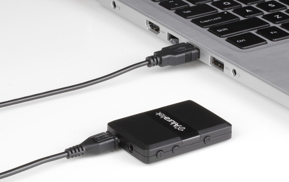 Aluratek Bluetooth Audio Receiver Transmitter with Detached Cable Stream Audio for hours