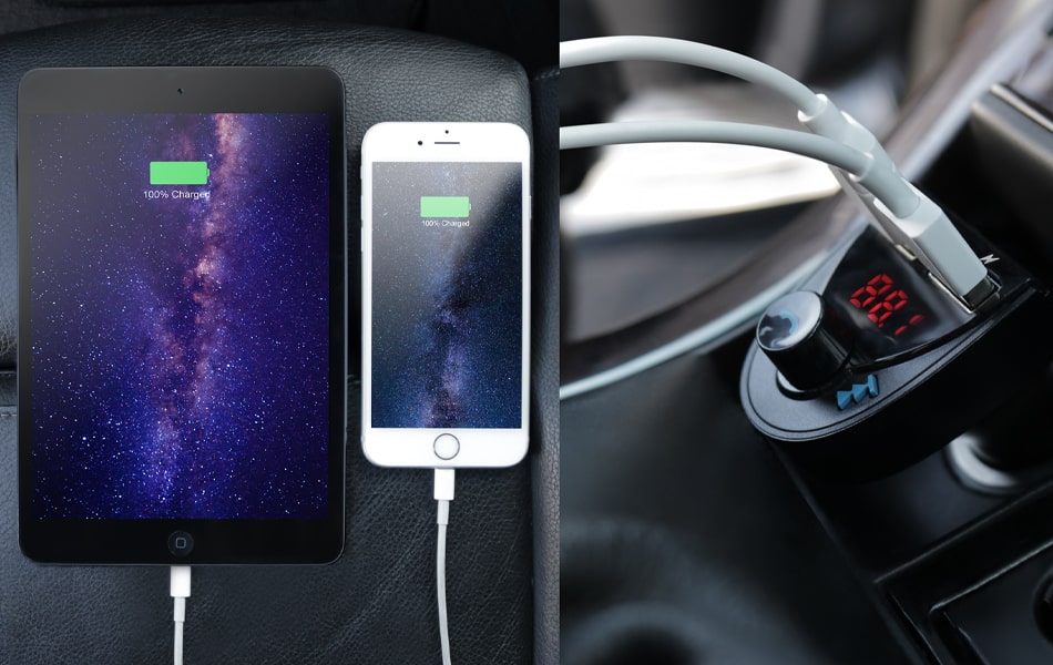 Aluratek Bluetooth Audio Receiver and FM Transmitter Dual-device charging
