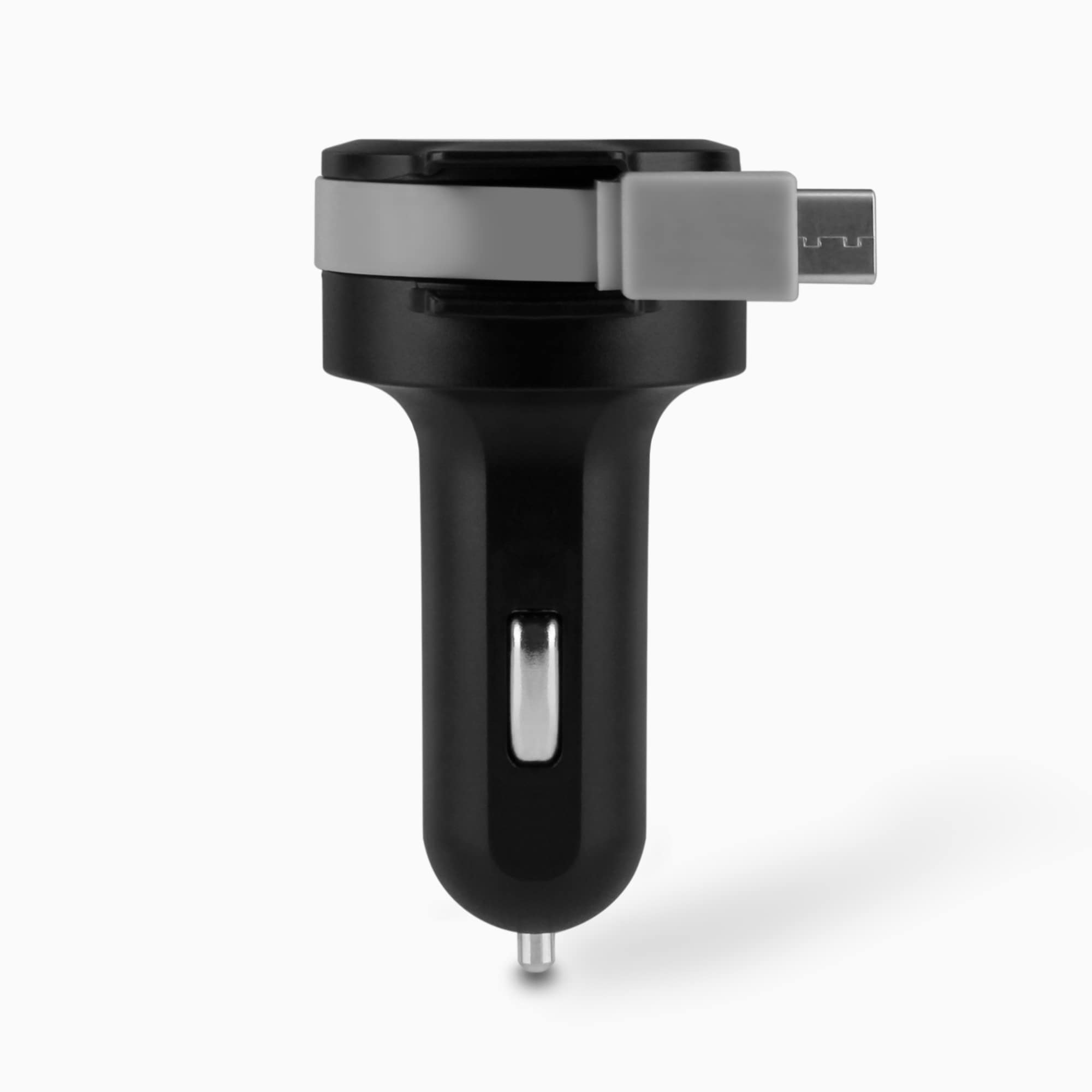4.8A Car Charger with Built-in Type-C Rolling Ribbon Cable and USB Charging Port