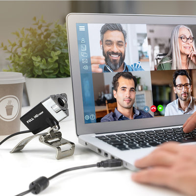 Aluratek HD 1080p Webcam Lifestyle laptop desk