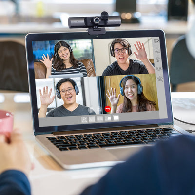 Aluratek HD 1080p Webcam with Omnidirectional Mic and Built-in Speakers Lifestyle Laptop