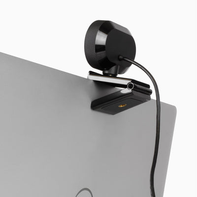 Aluratek HD Webcam Ring Light Auto-Focus Noise-Cancelling Mic back Angle laptop