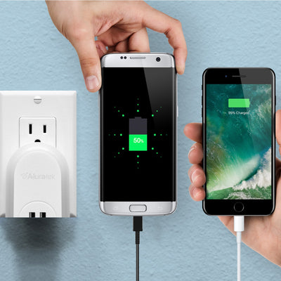 Aluratek LED Nightlight with Dual USB Charging Ports Lifestyle Charging