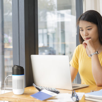 Aluratek Portable HEPA Air Purifier for Personal Spaces and Cars workspace