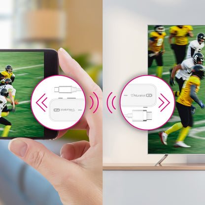 Aluratek Streamcast Mobile Wireless Type-C to HDMI Streaming Kit Lifestyle Screen sharing split