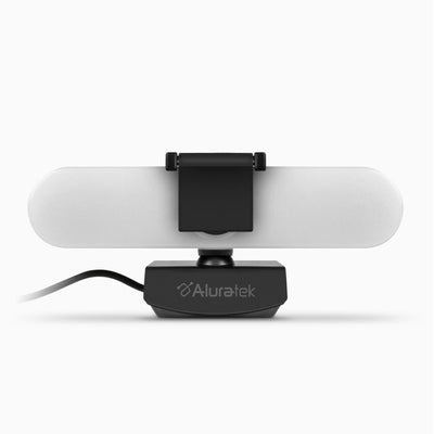 Aluratek Ultra 4K HD Ring Light Webcam Dual-Stereo Noise-Cancelling Mics lense cover