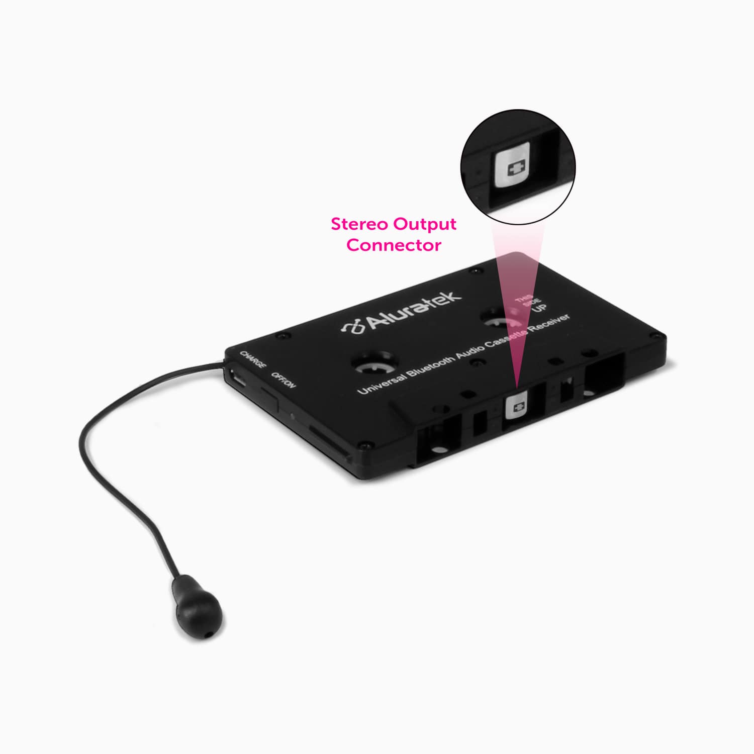 Aluratek Universal Bluetooth Audio Cassette Receiver with Microphone Stereo output