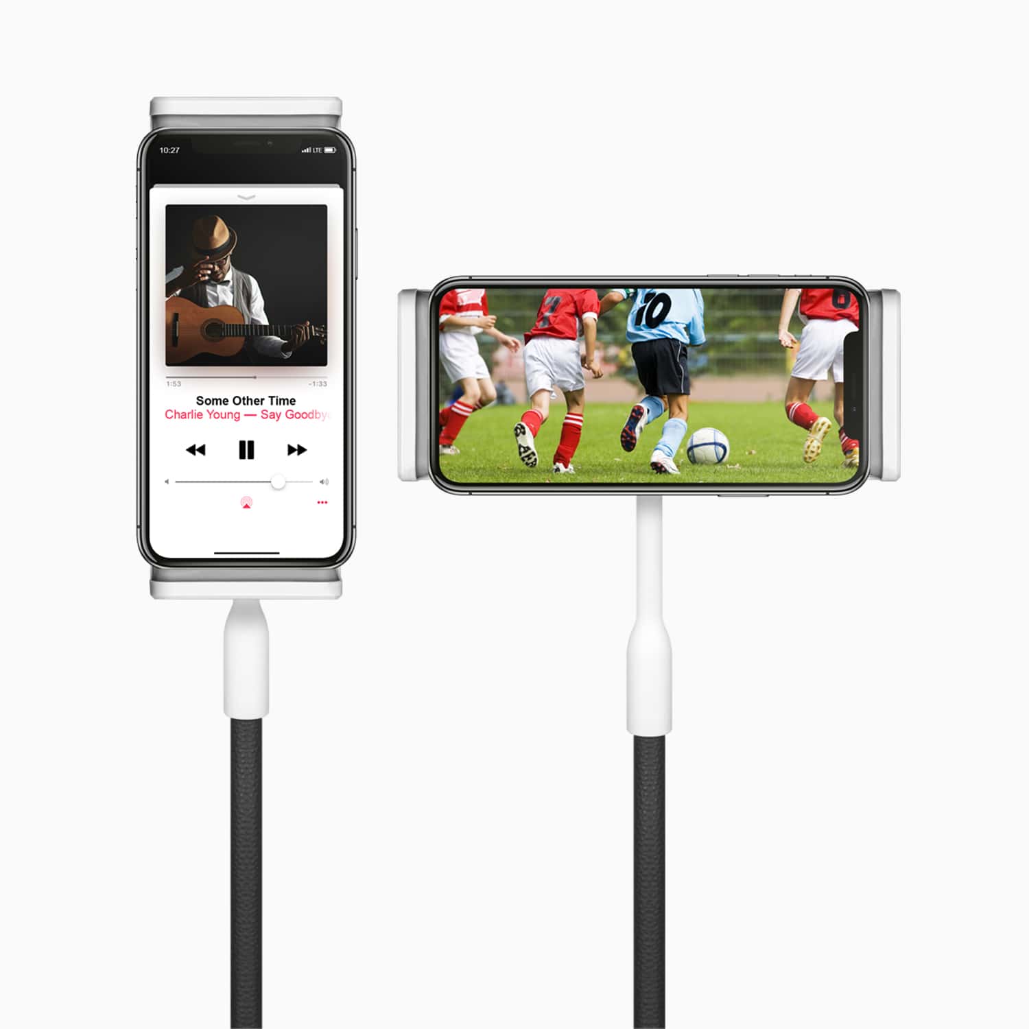 Aluratek Universal Smartphone Tablet Flex Mount white cradles smartphone