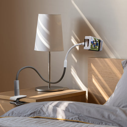 Aluratek Universal Smartphone Tablet Flex Mount white lifestyle nightstand mount