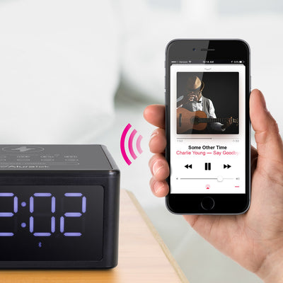 Aluratek Wireless Charging FM Clock Radio with Bluetooth Streaming lifestyle streaming