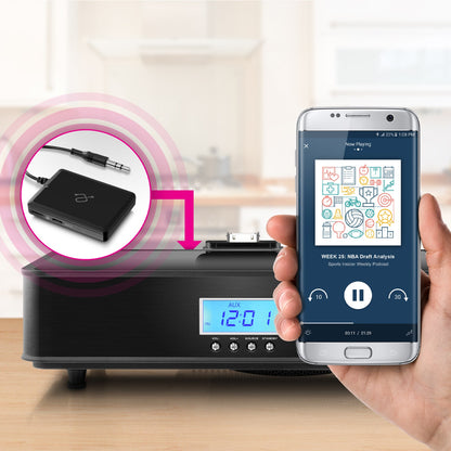 Aluratek iStream Bluetooth Audio Receiver with Attached Cable Lifestyle Speaker Dock
