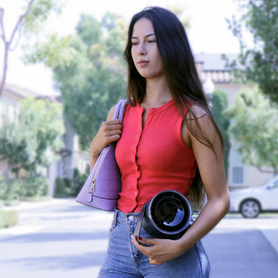 Aluratek Vortex Pro Max Rechargeable Desktop Fan lifestyle on the go