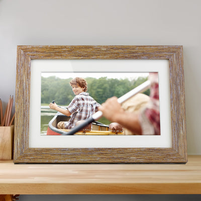 aluratek 10 digital photo frame distressed wood automatic slideshow environment
