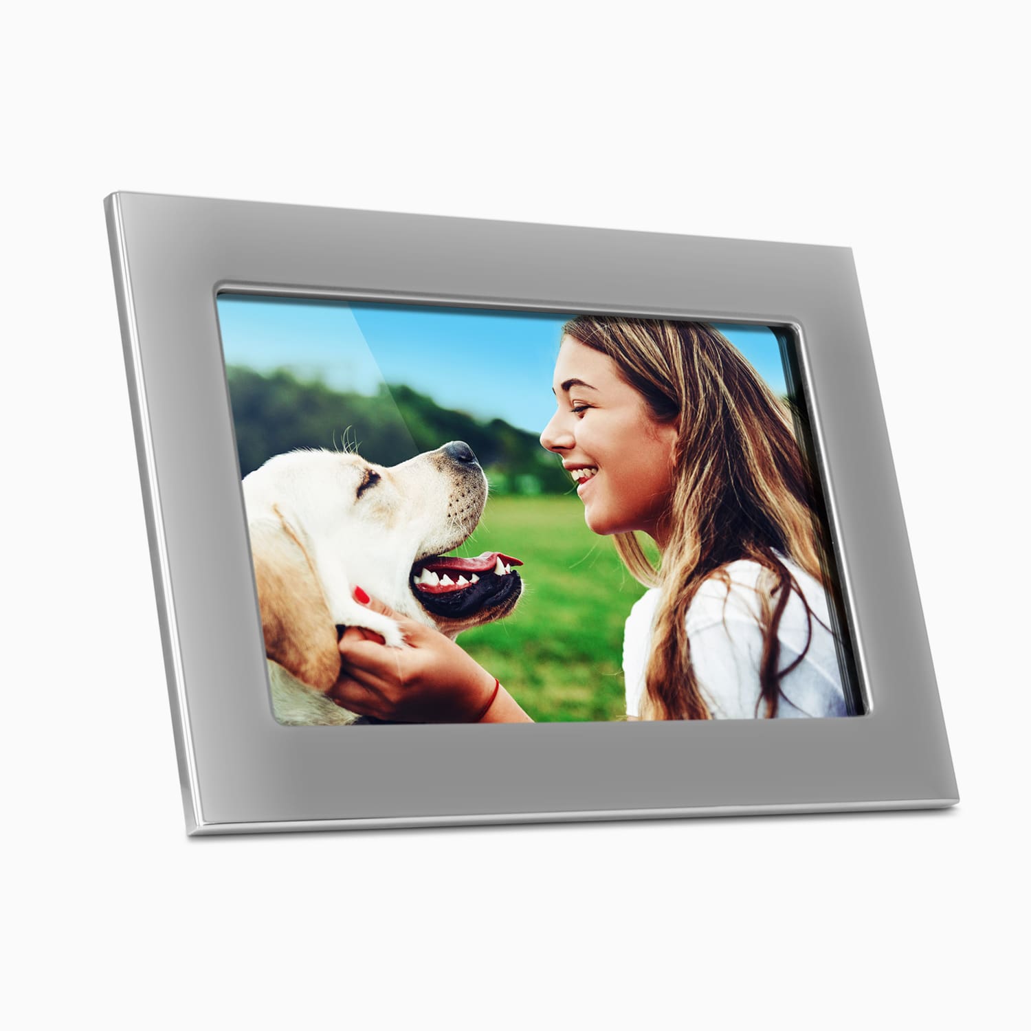 10" Silver WiFi Digital Photo Frame with Touchscreen IPS LCD Display and 16GB Built-in Memory
