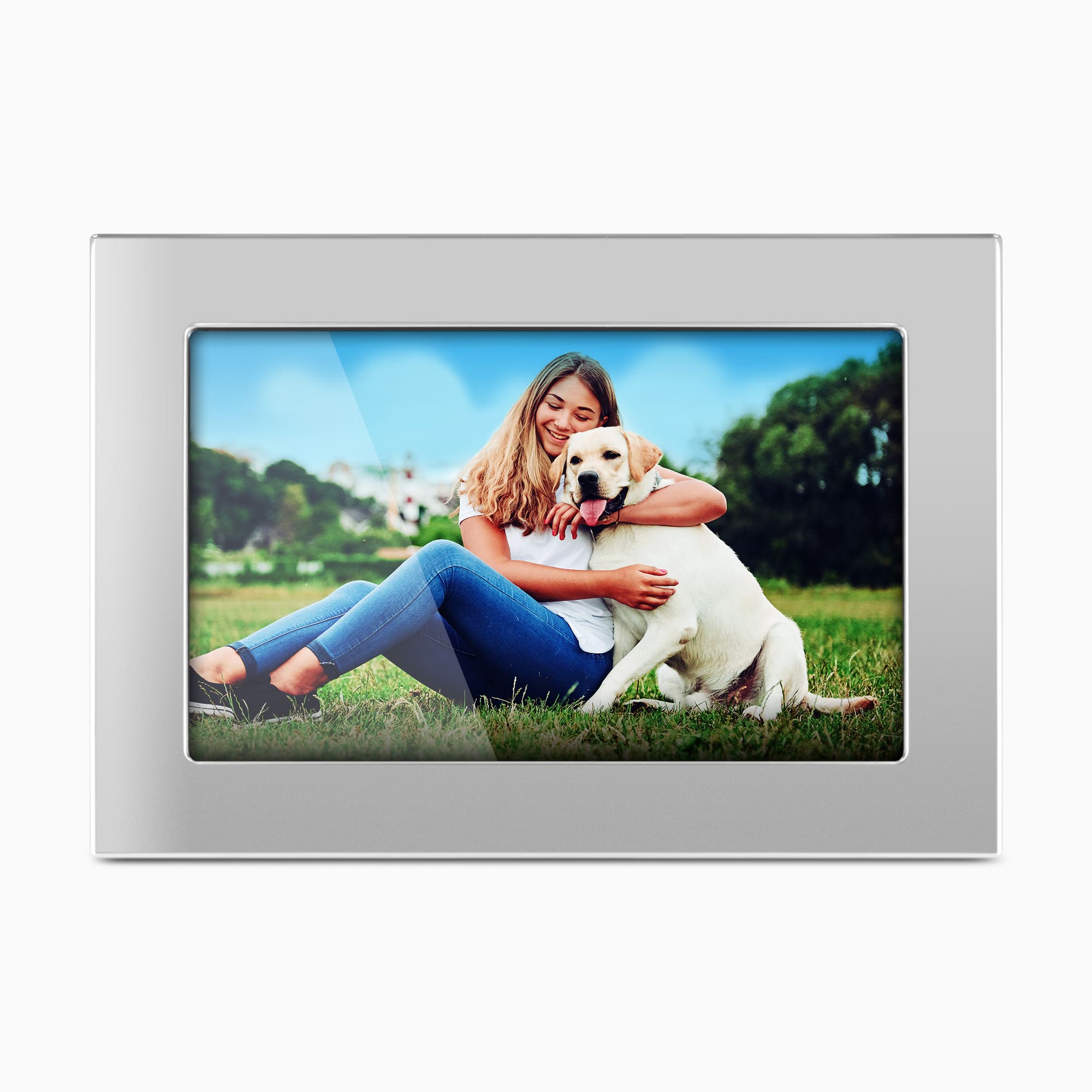 10" Silver WiFi Digital Photo Frame with Touchscreen IPS LCD Display and 16GB Built-in Memory