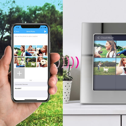 10" Silver WiFi Digital Photo Frame with Touchscreen IPS LCD Display and 16GB Built-in Memory