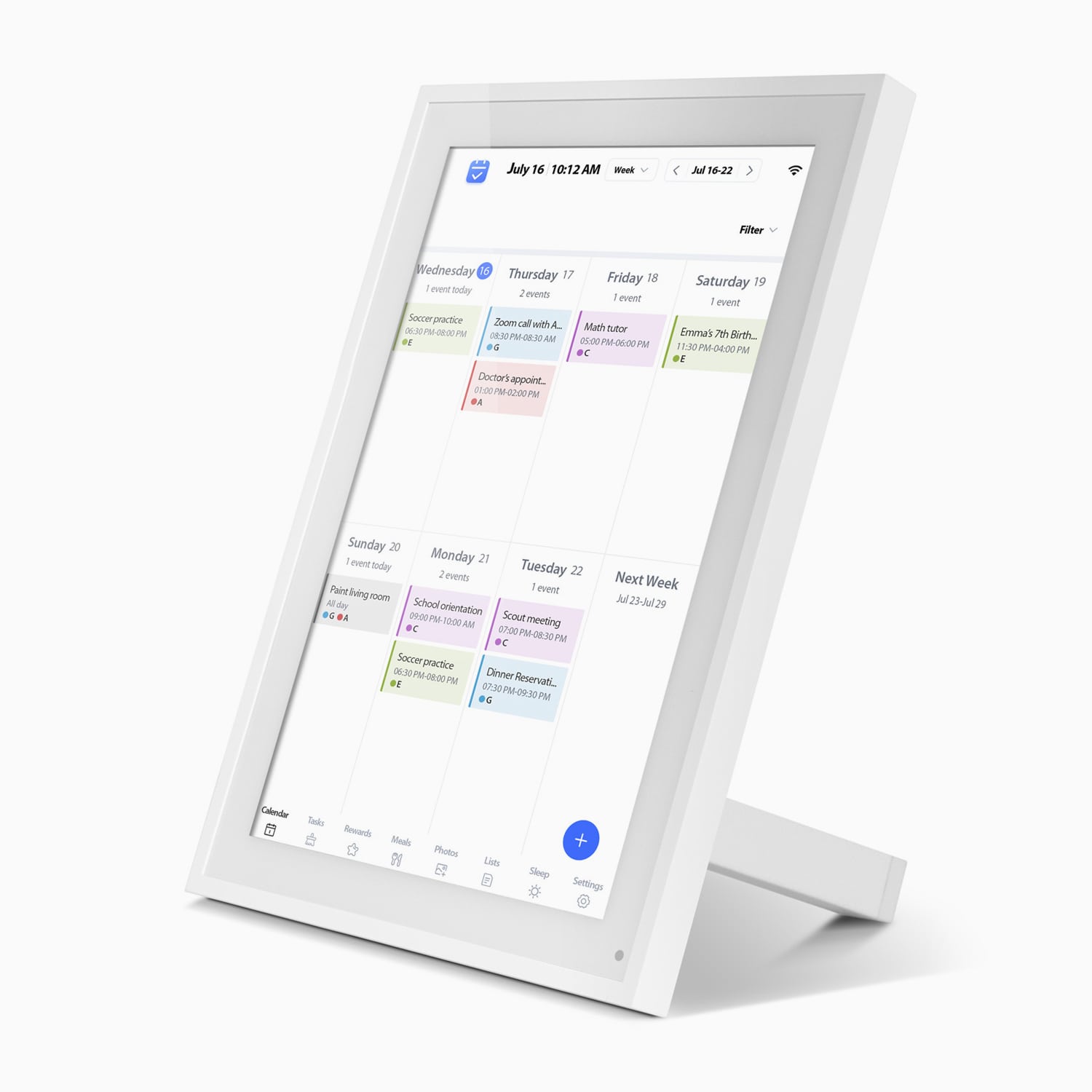 10.1" Smart WiFi Digital Calendar and Photo Frame with Touchscreen IPS LCD Display, Auto Rotation, Light Sensor and 32GB Built-in Memory