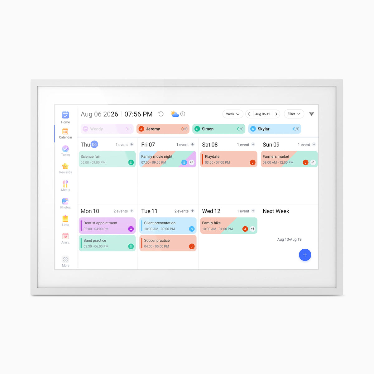 10.1" Smart WiFi Digital Calendar and Photo Frame with Touchscreen IPS LCD Display, Auto Rotation, Light Sensor and 32GB Built-in Memory