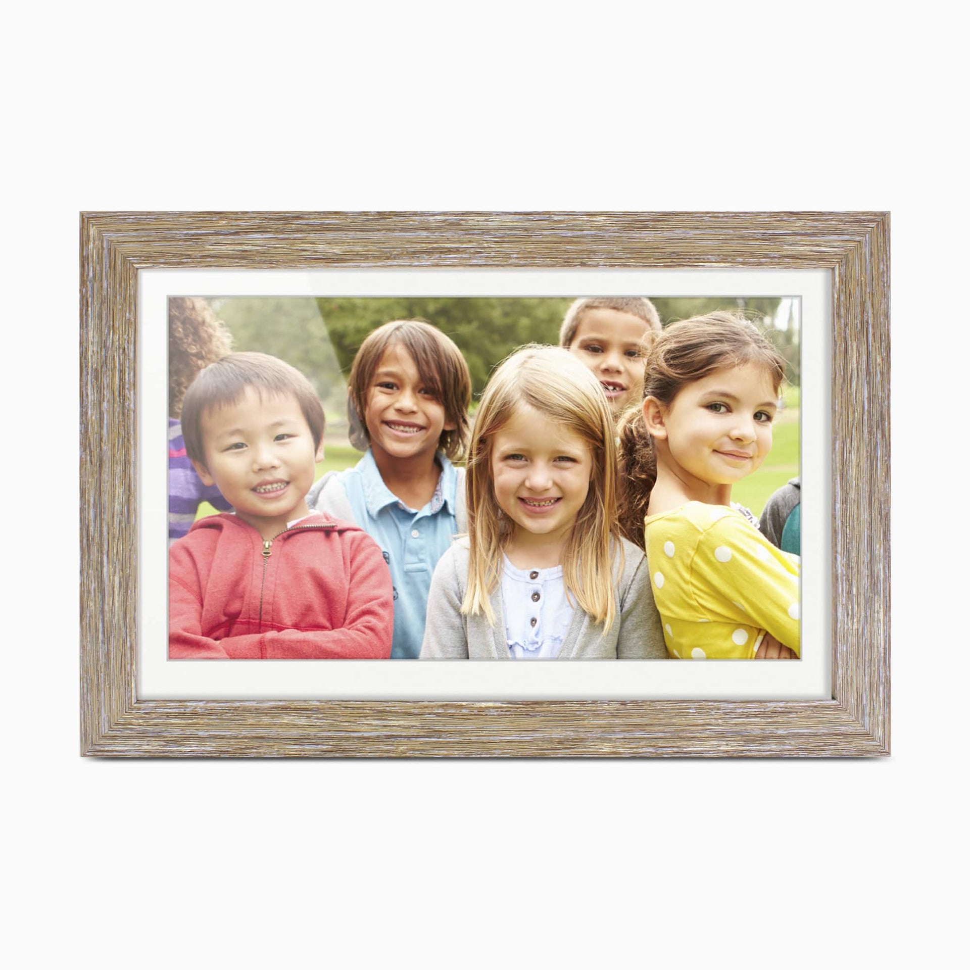13.3" Distressed Wood WiFi Digital Photo Frame with Touchscreen LCD Display and 16GB Built-in Memory