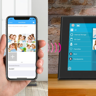 aluratek 15-inch ips touchscreen wifi digital photo frame 16gb transfer