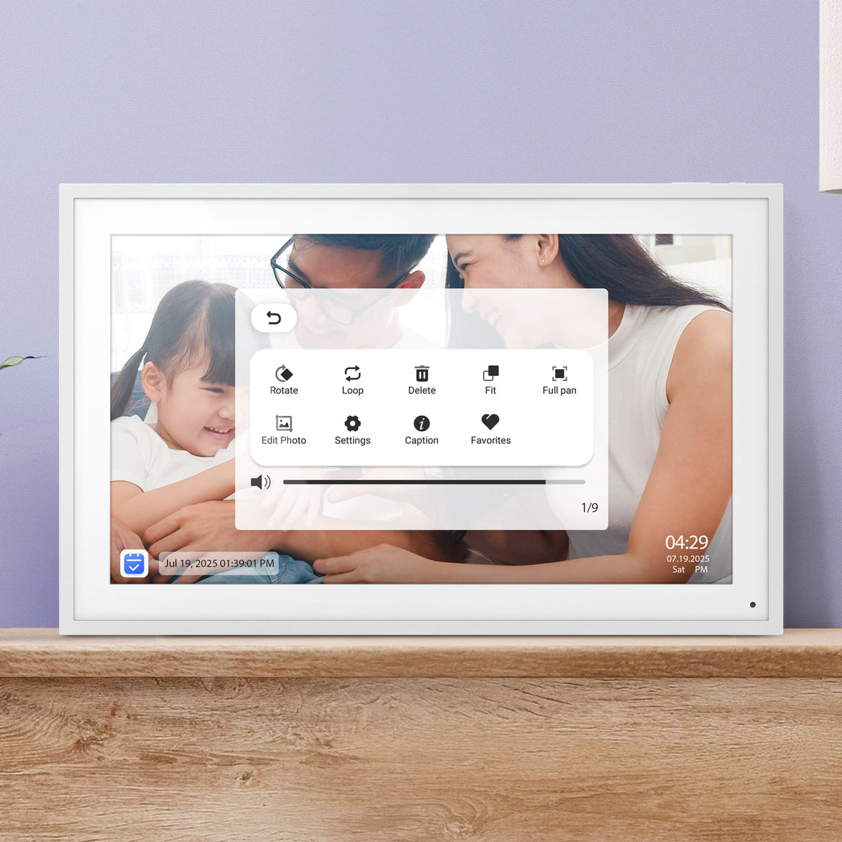15.6" Smart WiFi Digital Calendar and Photo Frame with Touchscreen IPS LCD Display, Auto Rotation, Light Sensor and 32GB Built-in Memory