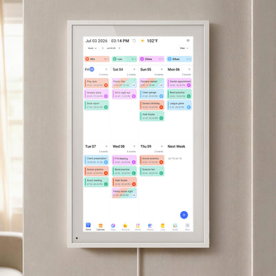 15.6" Smart WiFi Digital Calendar and Photo Frame with Touchscreen IPS LCD Display, Auto Rotation, Light Sensor and 32GB Built-in Memory