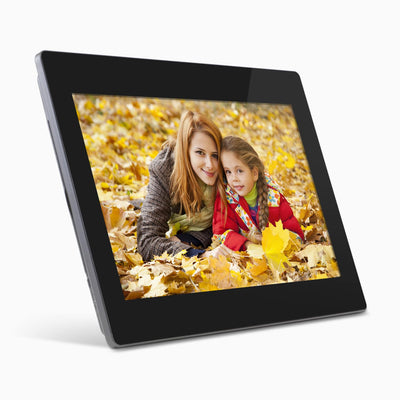 aluratek 18 digital photo frame 4gb front angle