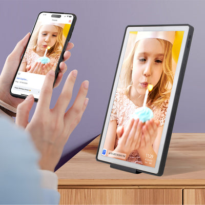Aluratek 21 Inch Smart Wifi Touchscreen Digital Calendar Photo Frame 32gb Phone Sharing Vertical