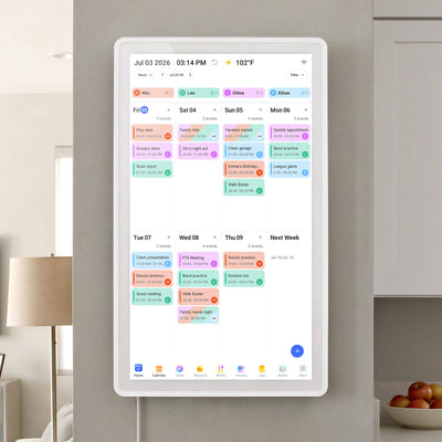21.5" Smart WiFi Digital Calendar and Photo Frame with Touchscreen IPS LCD Display, Auto Rotation, Light Sensor and 32GB Built-in Memory