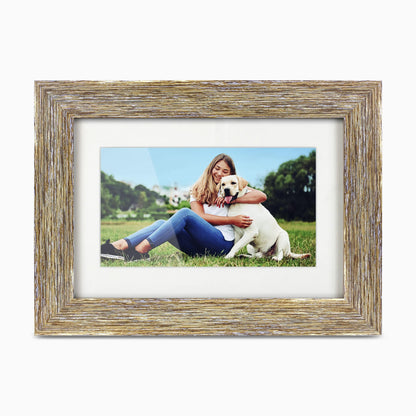 7" Distressed Wood Digital Photo Frame with Automatic Slideshow