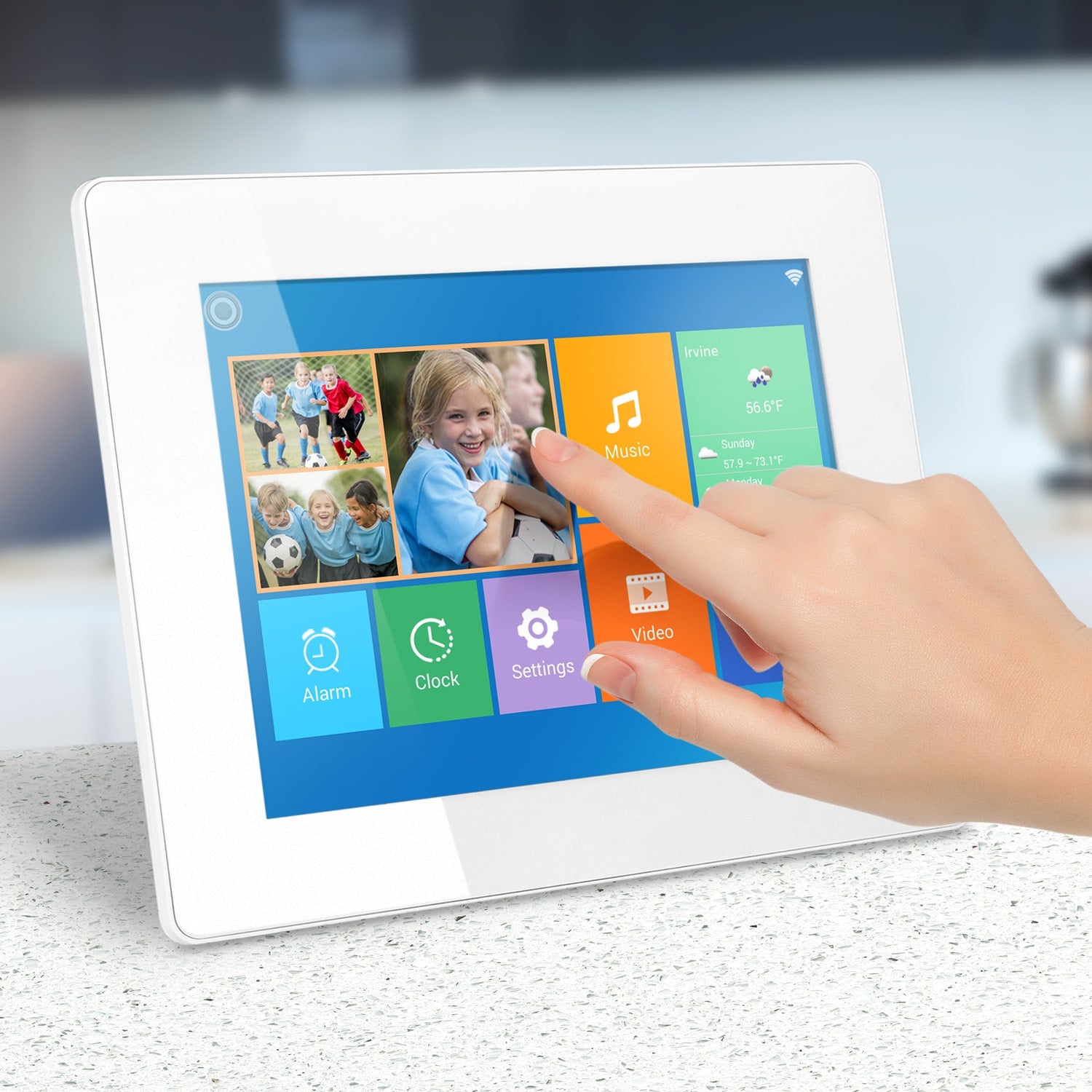 8" WiFi Digital Photo Frame with Touchscreen IPS LCD Display and 16GB Built-in Memory, White