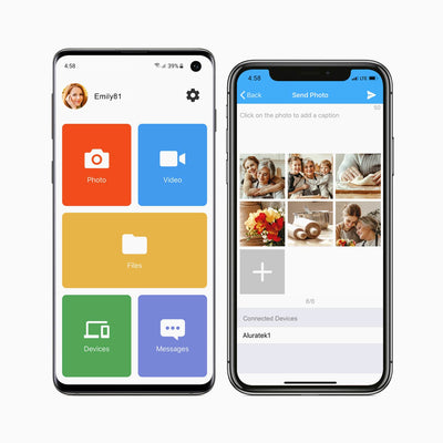 aluratek 8-inch touchscreen wifi digital photo frame auto-rotation 16gb smartphones