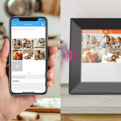 aluratek 8-inch touchscreen wifi digital photo frame auto-rotation 16gb transfer