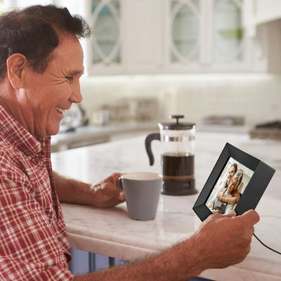 aluratek 8-inch touchscreen wifi digital photo frame auto-rotation 16gb viewing