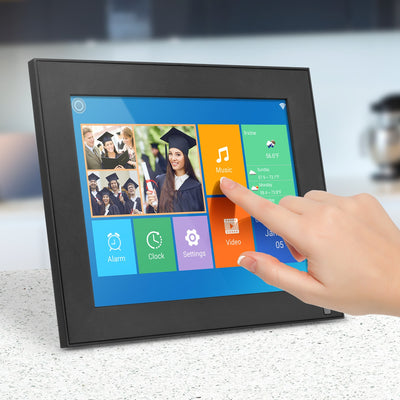 aluratek 9-inch touchscreen wifi digital photo frame motion sensor 16gb interface