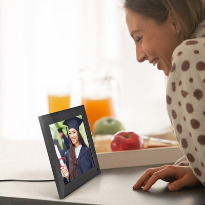 Aluratek 9-inch touchscreen wifi digital photo frame motion sensor 16gb viewing