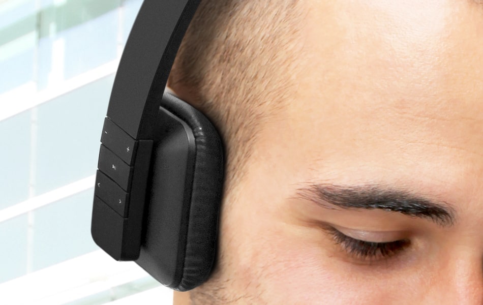 aluratek Headphone bluetooth wireless stereo white viewer on device control black