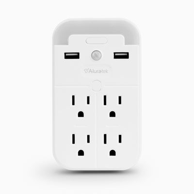 Aluratek Nightlight 4x outlet dual USB light sensor main