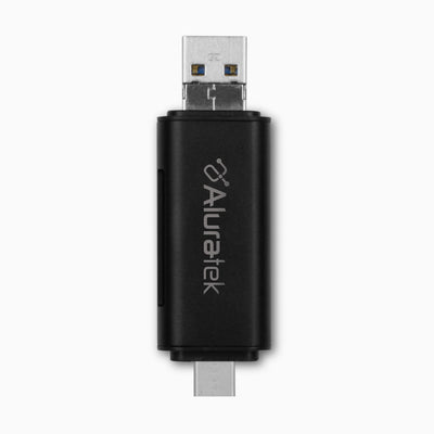 aluratek SD MicroSD Card Reader top straight