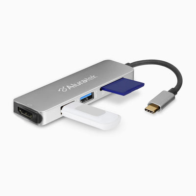 Aluratek USB type-C hub card reader angle cards