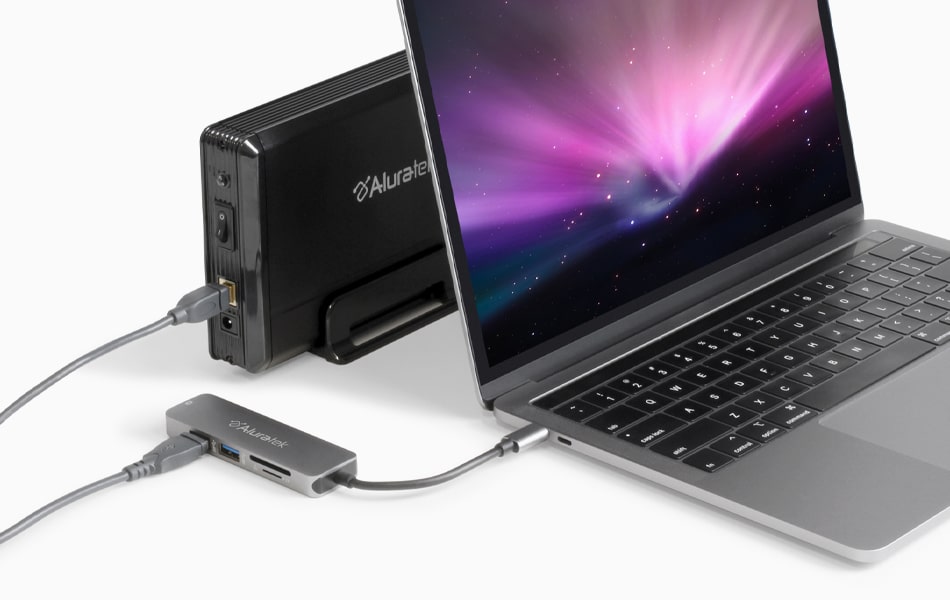 aluratek USB type-C hub card reader fast data transfer