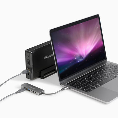 aluratek USB type-C hub card reader laptop hard drive