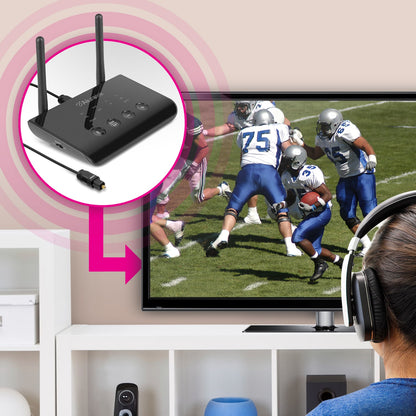 aluratek Bluetooth optical audio receiver transmitter lifestyle dual-stereo