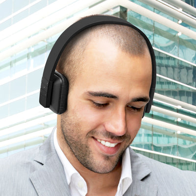 aluratek Bluetooth wireless stereo headphones black lifestyle city