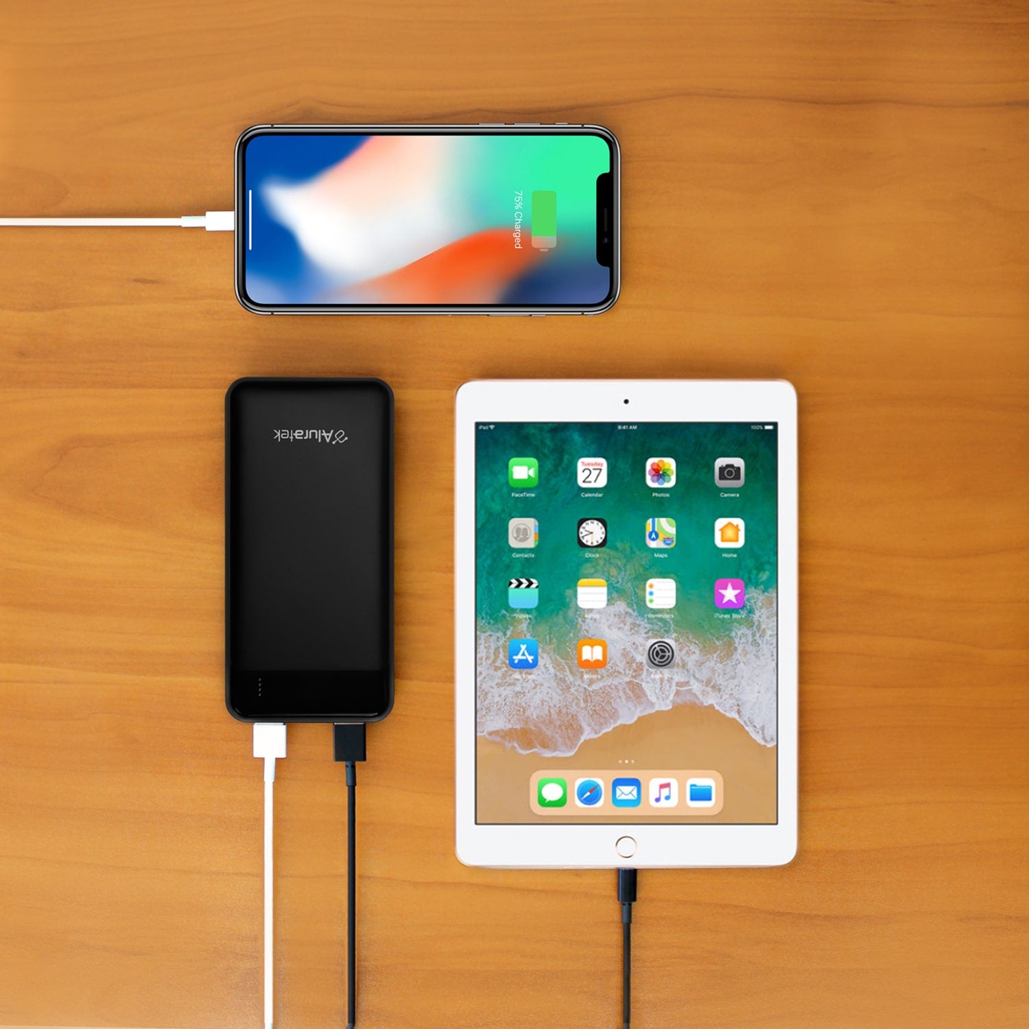 20,000 mAh Portable Battery Charger with Qualcomm Quick Charge 3.0 Chargin a phone and a tablet at the same time