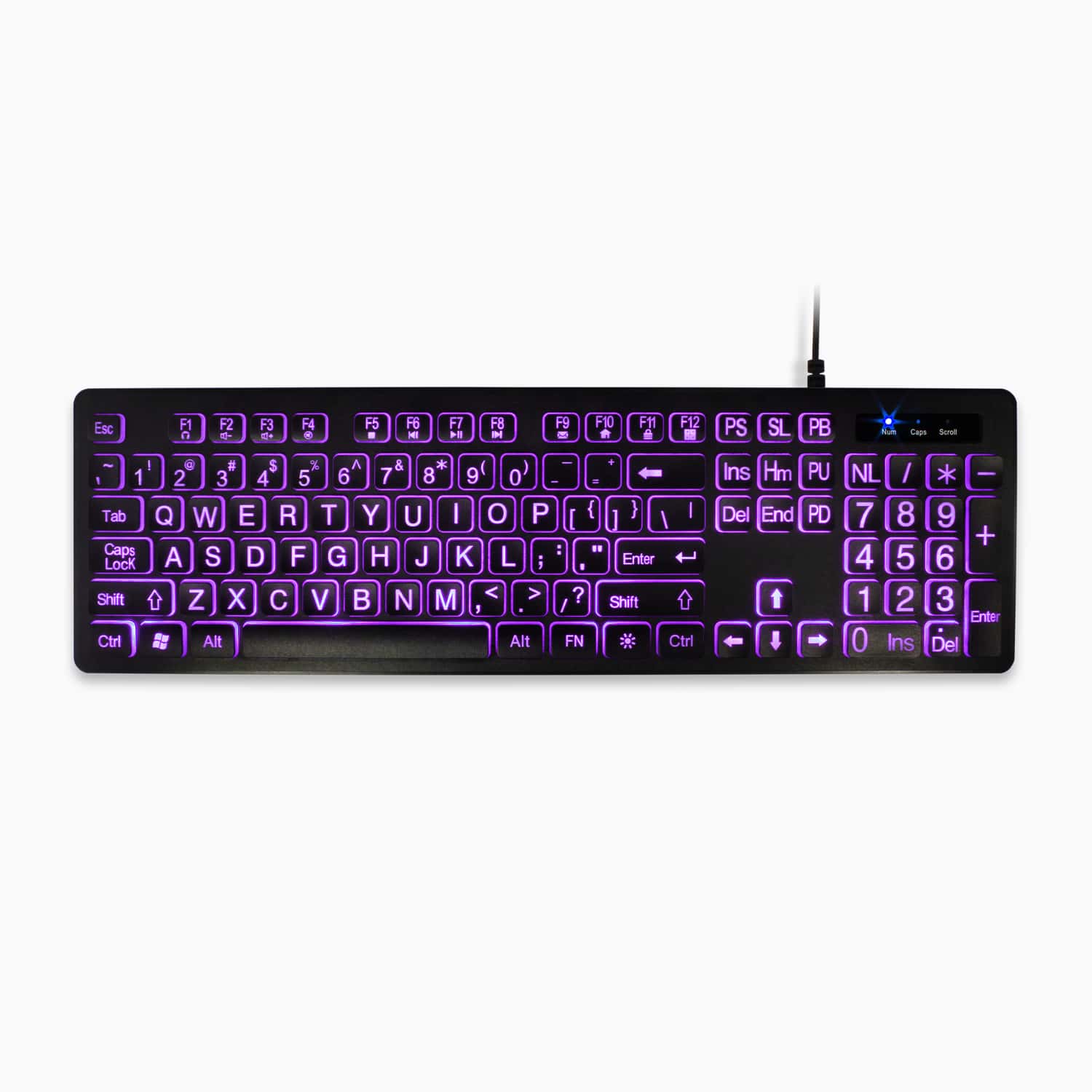 Large Print Tri-color LED Backlight Illuminated Keyboard