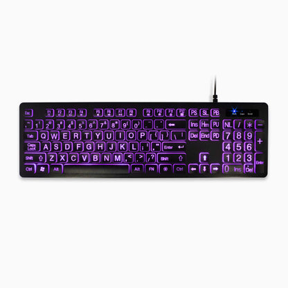 Large Print Tri-color LED Backlight Illuminated Keyboard